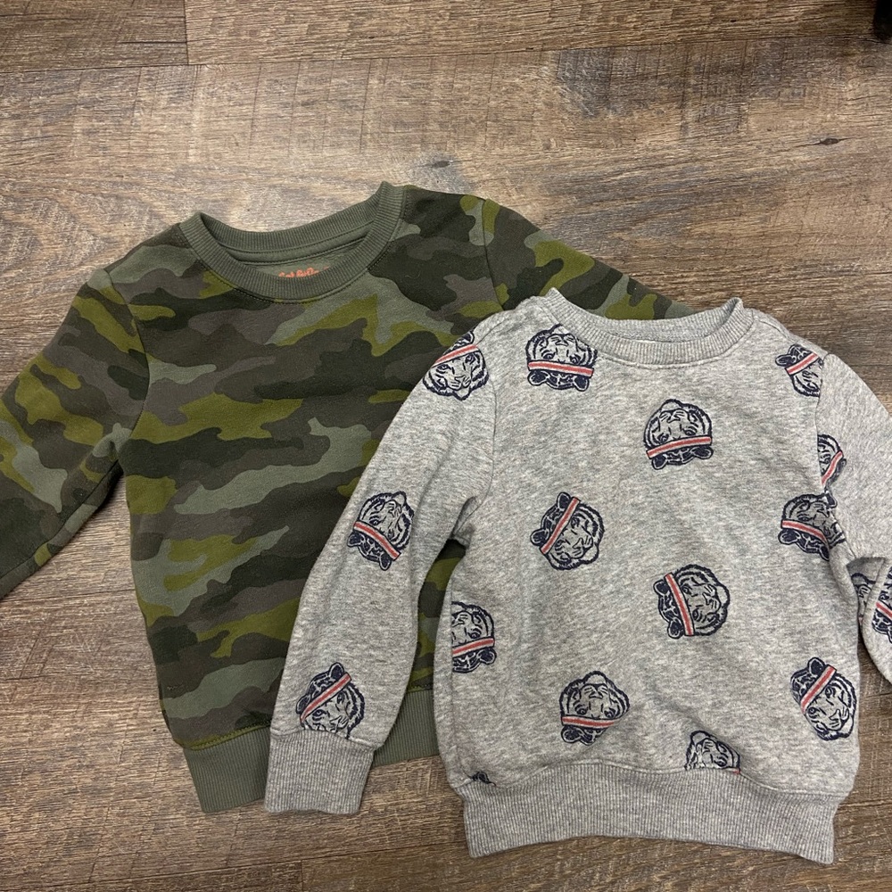 Old Navy Green Camouflage and Gray Graphic Sweatshirts